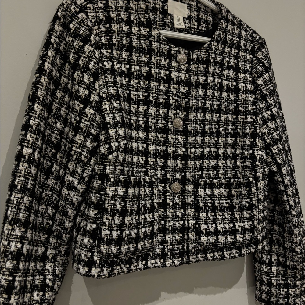 H&M Monochrome Tweed Blazer